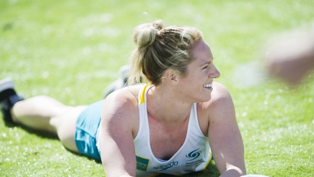 Focus: Emily Seebohm takes some time out at an Australian Institute of Sport swimming camp in September.