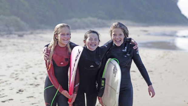 Seasoned sufers (from left) Piper Harrison, Daisy Everett and Sassha Whitworth reveal that gender roles have come a long way since '70s-era <i>Puberty Blues</i>.