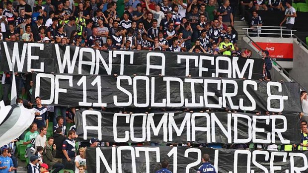 Melbourne Victory fans clearly have their minds on something other than food.