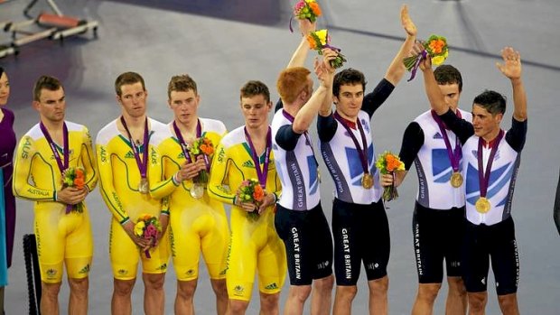Second ... Jack Bobridge, Glenn O'Shea , Rohan Dennis and Michael Hepburn (left to right) won silver in the team pursuit.