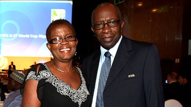 FIFA vice-president Jack Warner with his wife Maureen, who received a $2000 pearl necklace from Australia's World Cup bid team.
