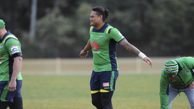 Ready for takeoff: Raiders recruit Joey Leilua is 18th man for Saturday's game against the New Zealand Warriors.