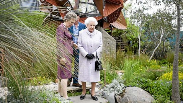 Queen Elizabeth II visits the Australian Garden at the Chelsea Flower Show.