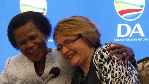 Mamphela Ramphele and Helen Zille at the news conference announcing their parties' alliance on January 28.