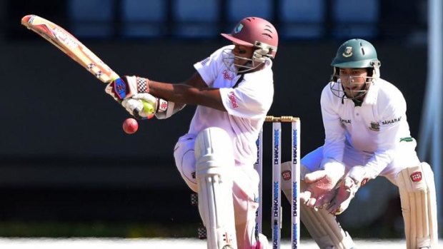 Unbeaten: Shivnarine Chanderpaul has yet to be dismissed this series against Bangladesh.