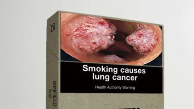 An example of what the new plain cigarette packets will look like.