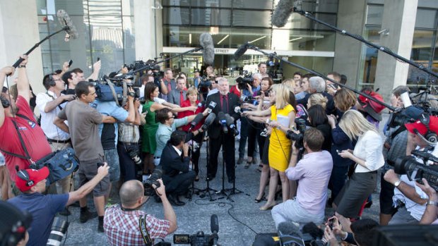 Denise and Bruce Morcombe bravely faced the media scrum after Thursday's guilty verdict.