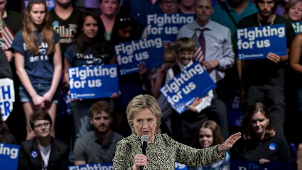 Hillary Clinton campaigning in Florida on Thursday. 