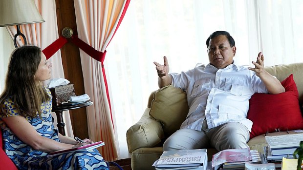 Prabowo Subianto interviewed by Fairfax Media Indonesia correspondent Jewel Topsfield at his home in Hambalang.