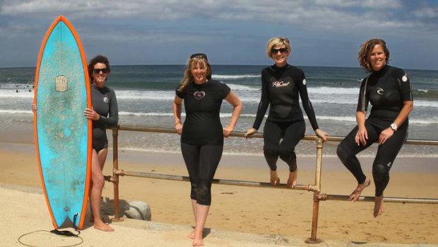Water worldly: Rachel Lawson (second from right) and Naomi Waite (far right) continue to test themselves against the seas with like-minded mothers.
