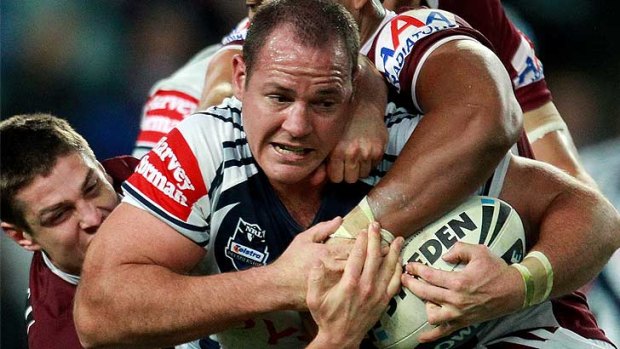 Matt Scott proves a handful for the Sea Eagles in last year's finals series.
