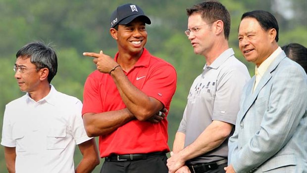 Club class ... Tiger Woods at a golf clinic at Mission Hills in Guangdong, China.