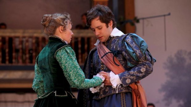 Bright prospects ... Ellie Piercey as the orphaned heroine Helena and Sam Crane as the young aristocrat Bertram in the Shakespeare's Globe production of <i>All's Well That Ends Well</i>, screening in Australia.