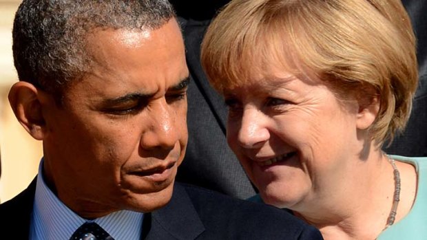 Spying fears: Barack Obama and Angela Merkel.