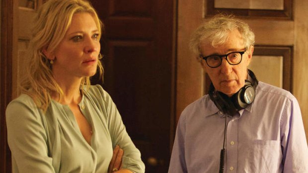 <i>Blue Jasmine</i> ... Cate Blanchett being directed on set by Woody Allen.