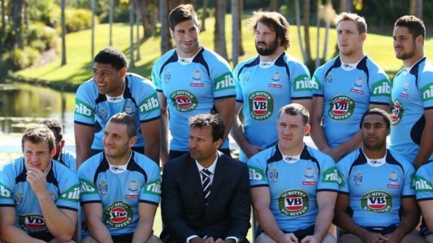 No distractions: The Blues pose for their team photo in Coffs Harbour on Wednesday.