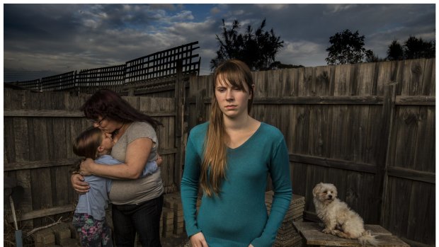 Bernadette, (left, with her grandaughter Ruby) and her daughter Tahlia (centre), who have both had to relocate.