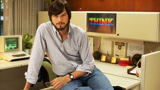 Ashton Kutcher as Steve Jobs in a publicity shot released by Sundance, promoting the film <i>Jobs</i>.