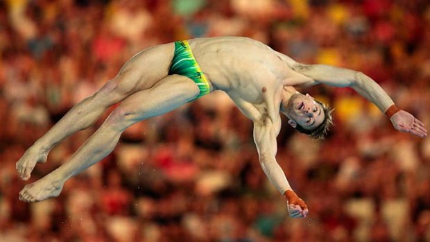 Matthew Mitcham of Australia competes in the Men's 10m Platform Diving Semifinal at the London Olympic Games.