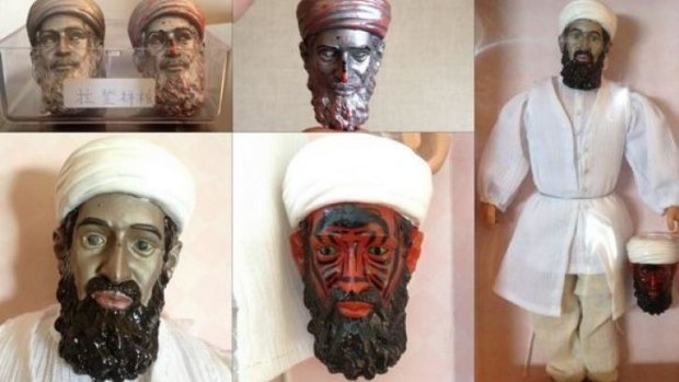 Evil beneath: The Osama bin Laden 'devil eyes' doll. The original paint was designed to dissolve and revealed an evil face.