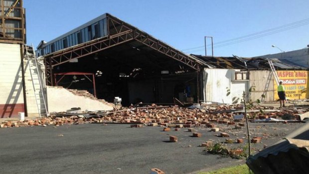 What remains of the Jasper Bros. car dealership in Rutherglen.