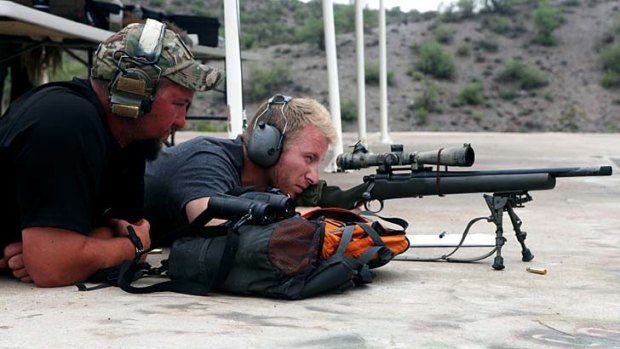 Hamish Macdonald at a sniper training school in Arizona.
