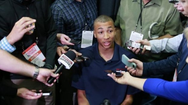 Man in demand: Australian Dante Exum was centre of attention at the NBA draft combine last week.