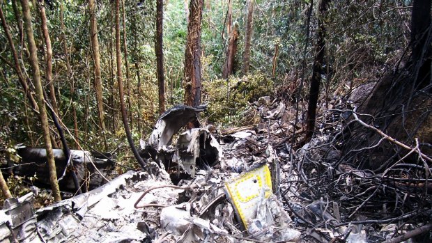 Wreckage of the Fairchild Metroliner that crashed near Lockhart River in far-north Queensland in 2005.