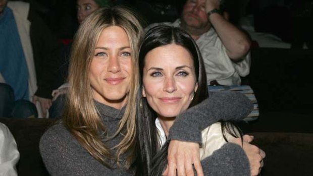 Together again ... Jennifer Aniston and Courtney Cox.