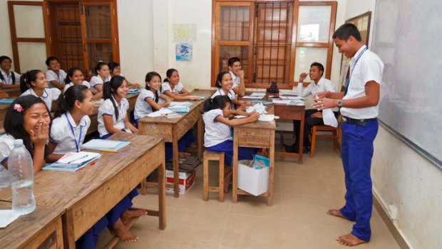 Pupils learn at Pour un Sourire d'Enfant, Phnom Penh.