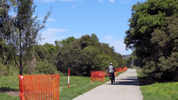 The biketrack in Albert Bishop Park near where William Cooma's body was found.