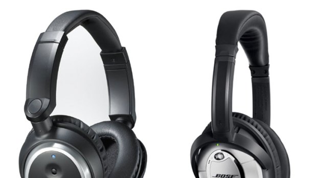Audio-Technica QuietPoint ANC7b (left, $249); Bose QuietComfort 15 ($399).