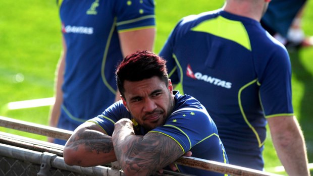 Reminiscing: Former Melbourne boy Digby Ioane takes a break from training at Visy Park this week.