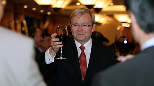 Passion pop... Kevin Rudd's taste in wine is distinctively uninspiring and bland.