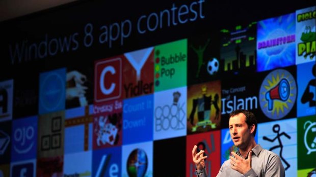 Corporate vice president of Windows Web Services, Antoine Leblond, shows off apps in the Windows 8 store.