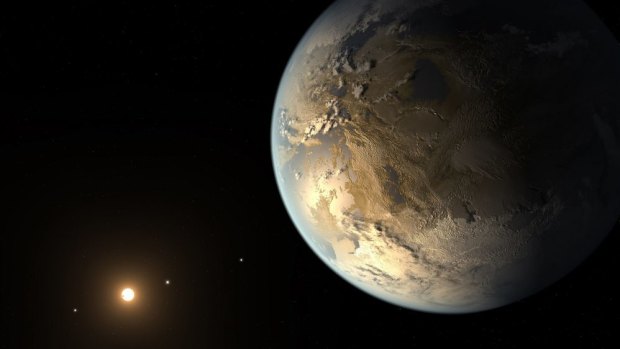 Kepler-186f: A NASA artist's concept of the first validated Earth-size planet to orbit a distant star in the habitable zone.
