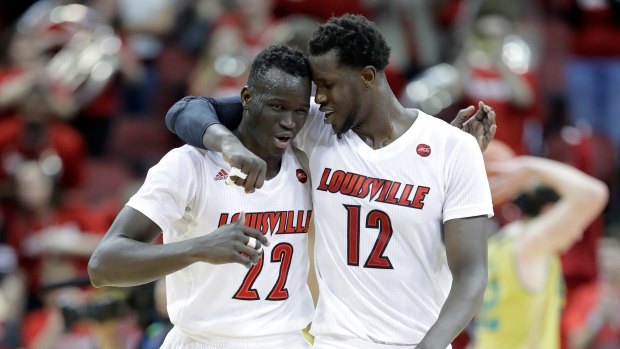 Dynamic duo: Australian's Deng Adel and Mangok Mathiang will be key to the fate of the Louisville Cardinals in March Madness.