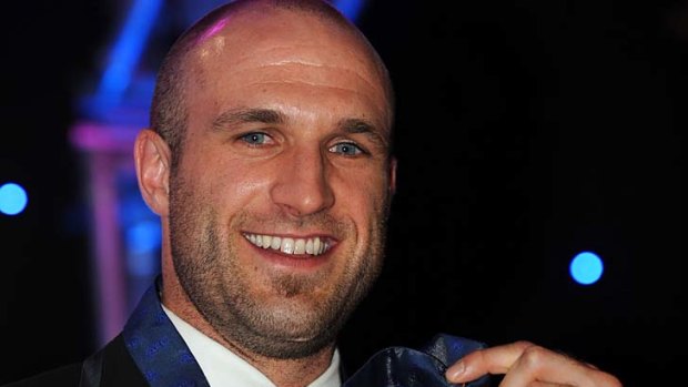 Chris Judd with his second Brownlow Medal, 20th September 2010.