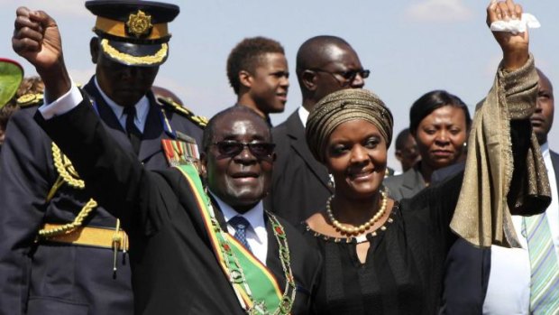 Grace Mugabe with her husband, Zimbabwe President Robert Mugabe.