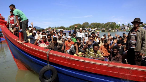 Indonesian police intercepted a boat with 72 dehydrated asylum seekers from Myanmar last week.