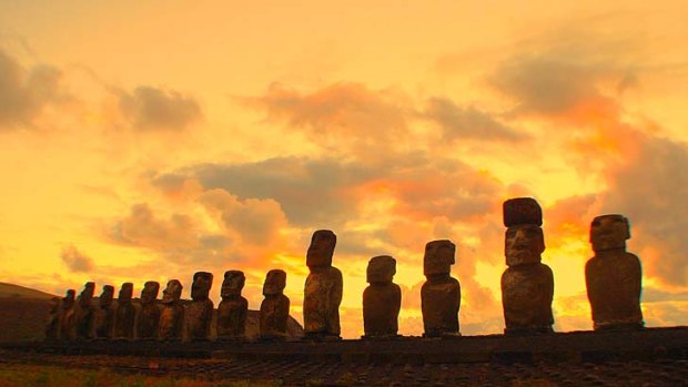 The 15 moai at Ahu Tongariki, Easter Island.