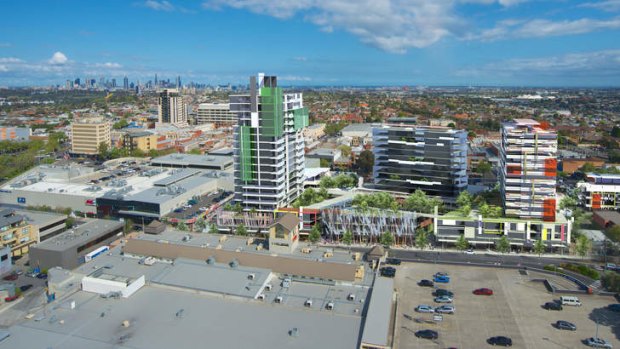 An artist's impression of the apartment towers proposed for the Moonee Ponds market site.