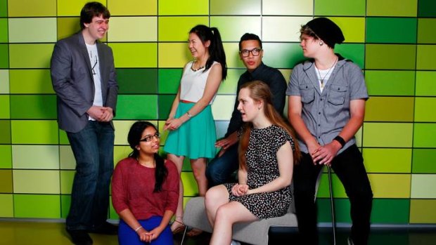 The year 12 club: Hashela Kumarawansa and Clara Haberberger (front), Daniel Schulz, Miranda Zhang, Phillip Kareroa and Pat Zielonka.