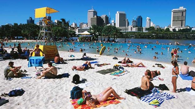Brisbane's popular 'beach', part of the South Bank redevelopment.