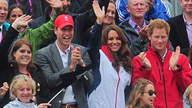 Regal support &#8230; Princess Eugenie, Prince William, the Duchess of Cambridge and Prince Harry support their cousin Zara Phillips.