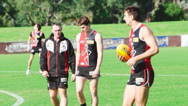 Coach Alan Richardson (left) at a Saints training session at Moorabbin Oval in May.