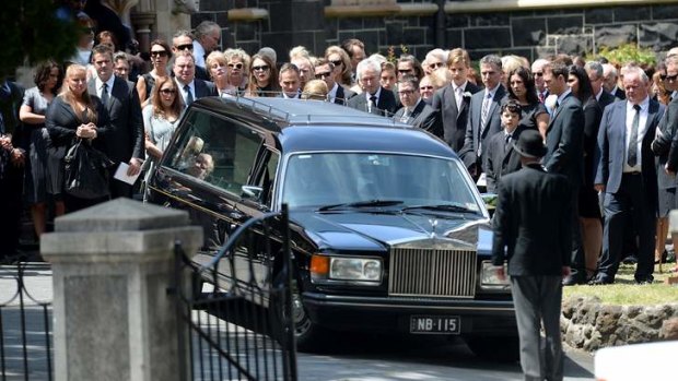 Stuart Rattle's funeral in St Kilda on Friday.
