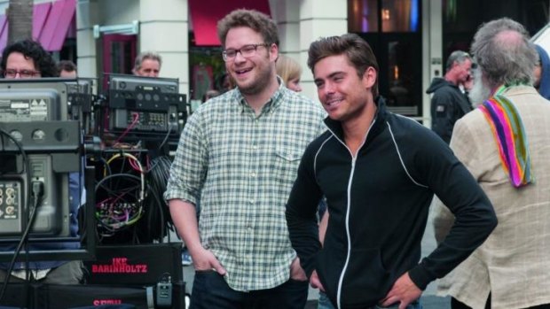 Finger pointing at movies over US mass killing ... Seth Rogen (left) angry his film, <i>Bad Neighbours</i> (starring Zac Effron), was singled out.