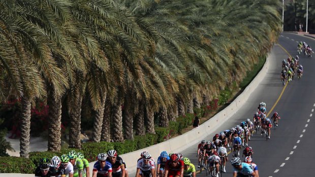 The peloton regroups on stage four of the Tour of Oman.