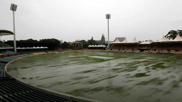 Never rains but it pours ... the weather gods did their bit yesterday, with Adelaide Oval resembling a swimming pool by 3.30pm.